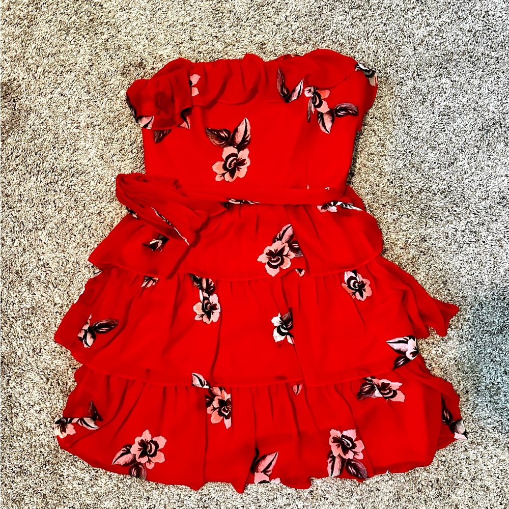 Red/Orange strapless dress